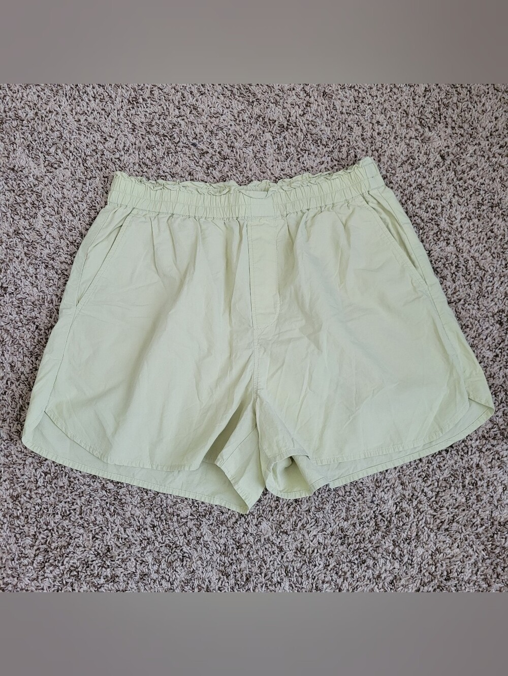 Madewell Pull On Shorts 100% Cotton Faded Seagrass Green Yellow Dolphin Small